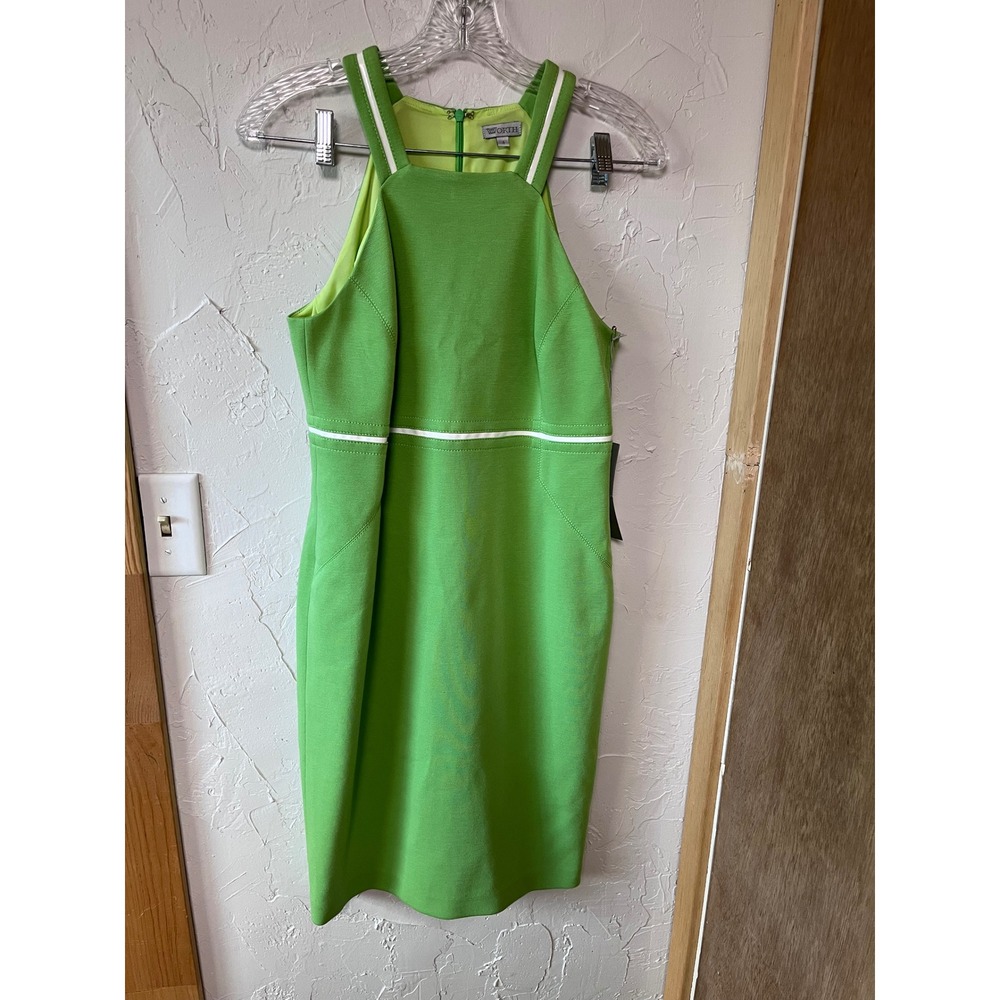 WORTH Apple Martini Green Halter Sheath Knee Length Dress Size 4